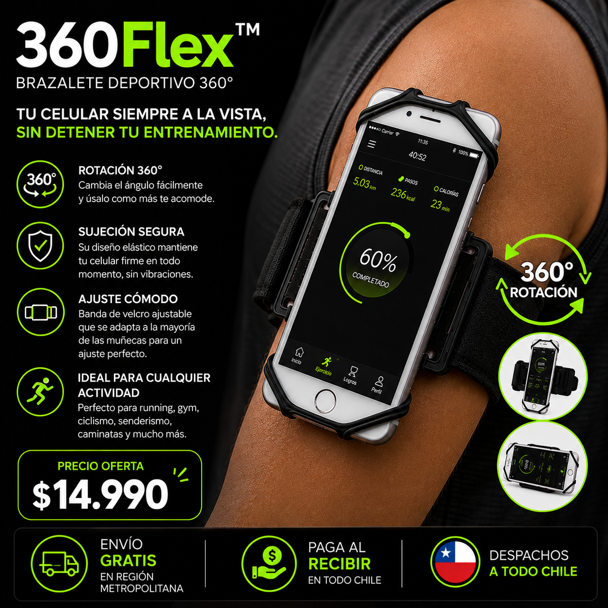360° FLEX | ENTRENA LIBRE, LLEVA TU CELULAR CONTIGO.