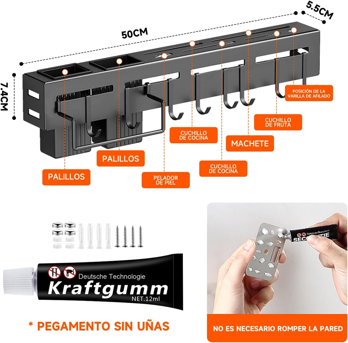 Estante Organizador Porta Cuchillos 50cm